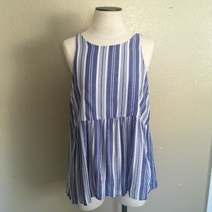 & Merci Striped Tank Top Flowy Open Back Size L